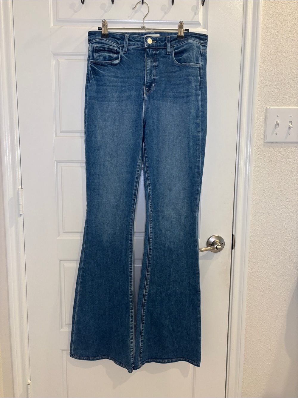 L’Agence High Rise Flare Jeans Blue Wash Stretch Denim Size 29